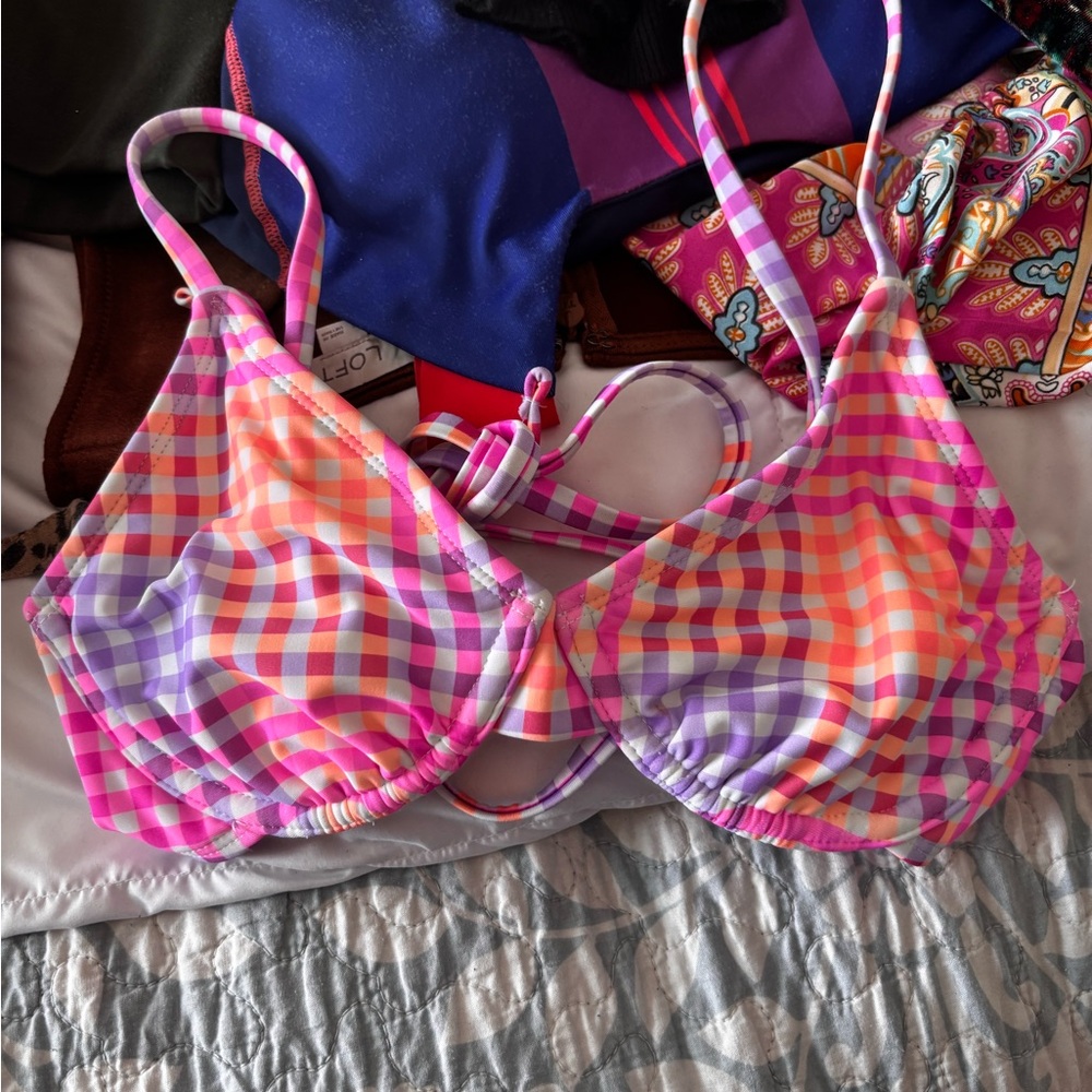 Colorful Plaid Women's Bikini Top